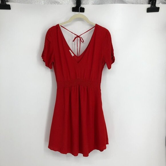 Gentle Fawn red scoop neck smocked waist short sleeve a-line mini dress size 2 - Picture 2 of 16